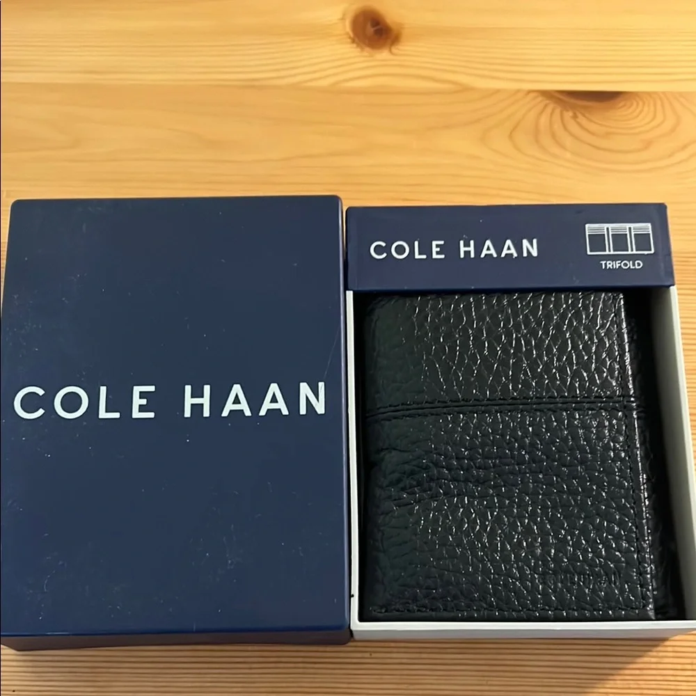 NWT Cole Haan Black Trifold Wallet